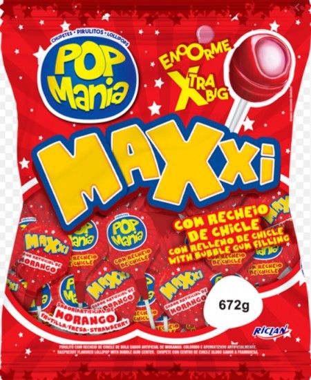 Lizalica pop mania xxl jagoda 28g (48/1)
