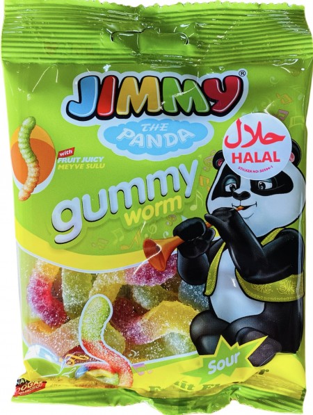 Jimmy gummy sour worm 80g (12/1)